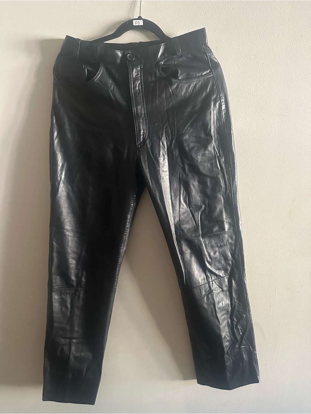 â¨Verducci Women's Black Real Leather Trousers - Sleek Everyday Style Size 14
